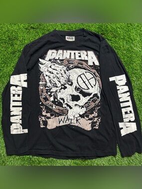 Pantera Walk Long Sleeve Shirt Mens L Black Skull Graphic Band Tee Sleeve Print